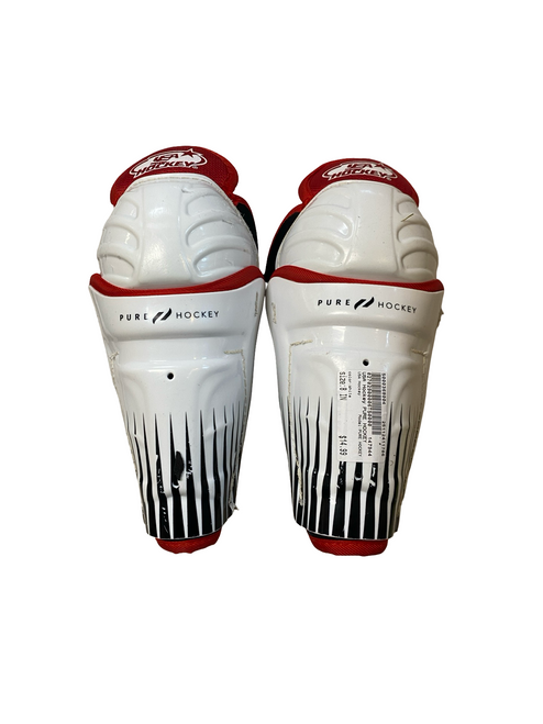 Vist Large View of Product Image Which is Used USA Hockey PURE HOCKEY Youth Shin Guards White 8"