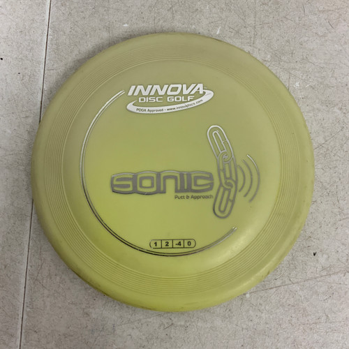 Vist Large View of Product Image Which is Used Innova DX GLOW SONIC Disc Golf Putter White 174g