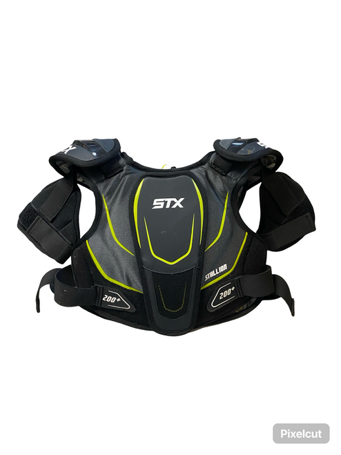 Vist Large View of Product Image Which is Used STX STALLION Lacrosse Shoulder Pads Black LG