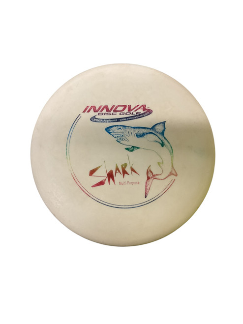 Vist Large View of Product Image Which is Used Innova DX SHARK Disc Golf Mid Range White