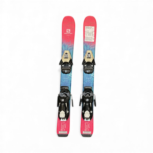 Vist Large View of Product Image Which is Used Salomon THE LUX JR 70CM Girls DH Ski/Binding Neon Pink And Navy Blue 70 cm