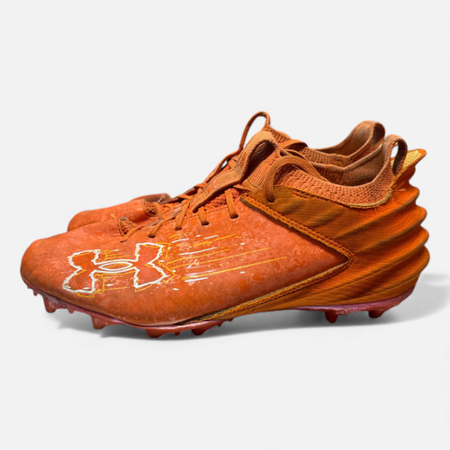 Vist Large View of Product Image Which is Used Under Armour Adult FB Cleats Orange Senior 10
