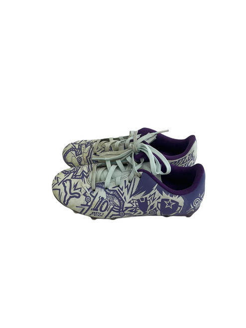 Vist Large View of Product Image Which is Used Puma Tacto II Jr 2 Purple and White Soccer Cleats