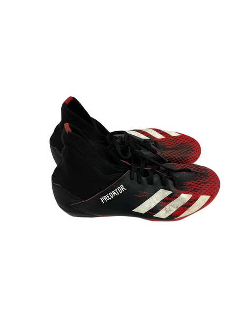 Vist Large View of Product Image Which is Used Adidas Predator Jr 4 Black and Red Soccer Cleats
