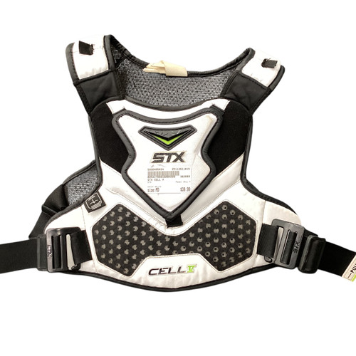 Vist Large View of Product Image Which is Used STX CELL V Lacrosse Shoulder Pads White MD