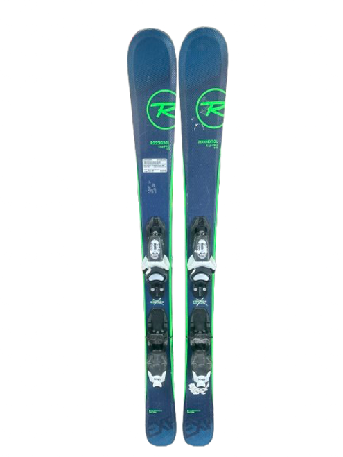 Vist Large View of Product Image Which is Used Rossignol EXPERIENCE PRO Boys DH Ski/Binding Navy Blue And Lime 116 cm