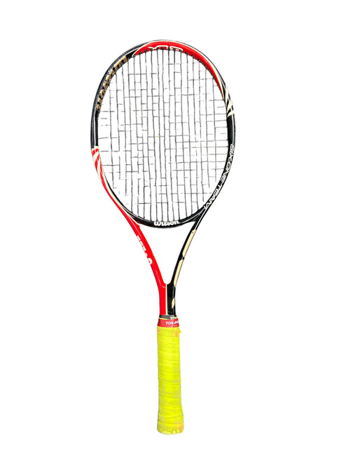 Vist Large View of Product Image Which is Used Wilson SIX ONE TEAM Adult Tennis Racquet Black 4 1/4"