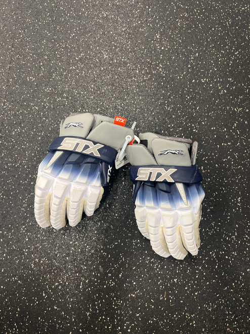 Vist Large View of Product Image Which is Used STX SURGEON RZR Lacrosse Gloves Mens Navy Blue LG