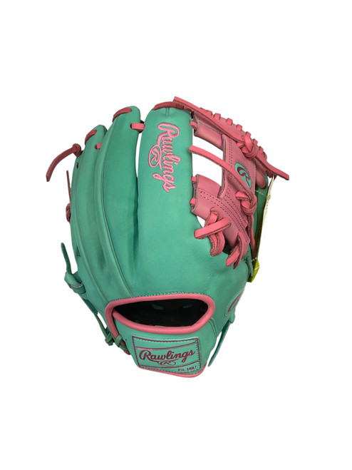 Vist Large View of Product Image Which is Used Rawlings RAWLINGS HOH PROR206SB FP RHT RH Throw Fastpitch Gloves Turquoise 12"