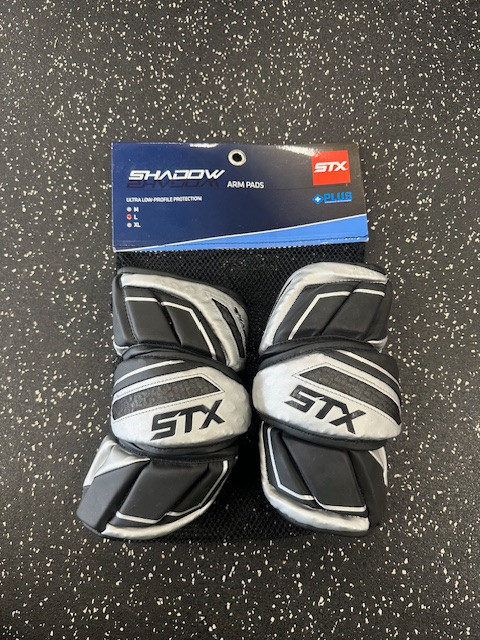 Vist Large View of Product Image Which is New STX SHADOW Lacrosse Arm Pads/Guards Black LG