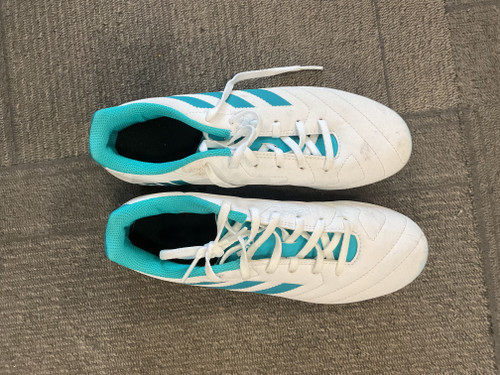 Vist Large View of Product Image Which is Used Adidas Soccer Cleats White Senior 8