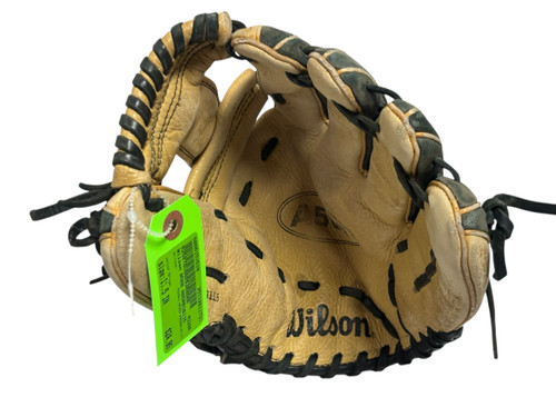 Vist Large View of Product Image Which is Used Wilson A500 A05RB16115 Leather Junior Baseball Glove RH Throw Brown 11 1/2"