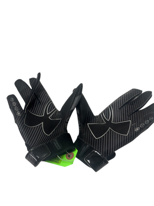 Vist Large View of Product Image Which is Used Under Armour F9 NITRO Football Gloves Black Junior LG