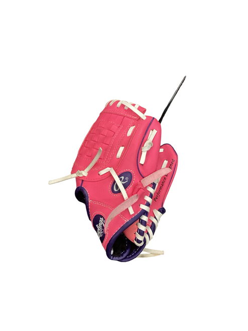 Vist Large View of Product Image Which is Used Rawlings PLAYER SERIES BB/SB Glove RH Throw Pink 9"