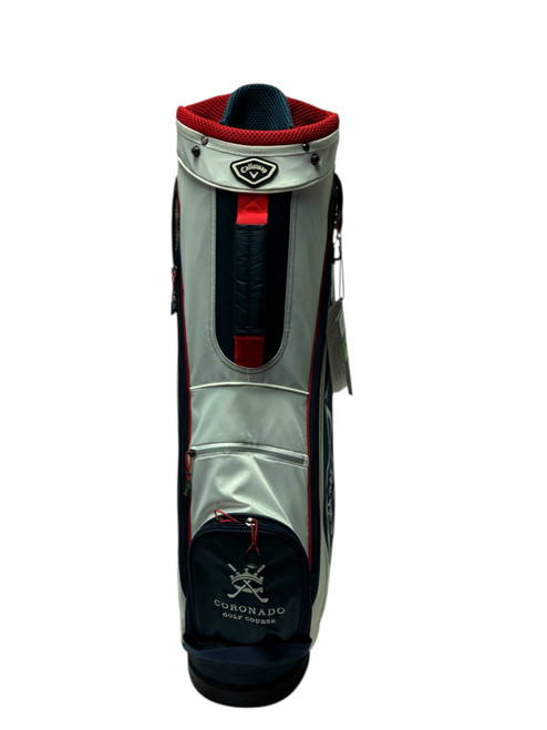 Vist Large View of Product Image Which is New Callaway CHEV 14 Golf Cart Bag Navy/Red/White w/ Rain Hood
