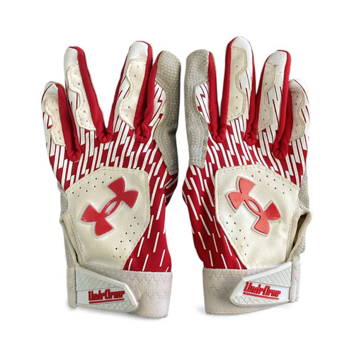 Vist Large View of Product Image Which is Used Under Armour BB/SB Batting Gloves Red SM