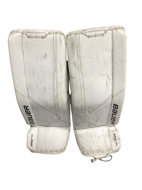 Vist Large View of Product Image Which is Used Bauer SUPREME M5 PRO Goalie Leg Pads Inter White 30"