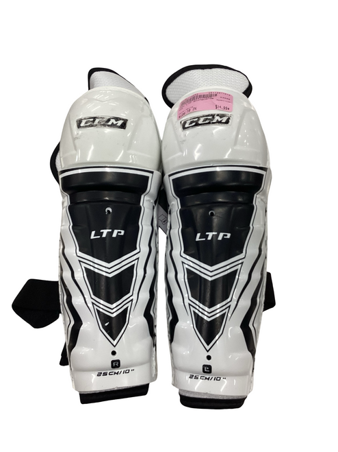 Vist Large View of Product Image Which is Used CCM LTP Youth Shin Guards White 10"