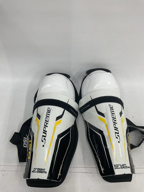 Vist Large View of Product Image Which is Used Bauer SUPREME 150 Youth Shin Guards White 10"