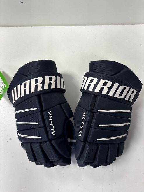 Vist Large View of Product Image Which is Used Warrior ALPHA QX5 Junior Gloves Navy Blue 12"