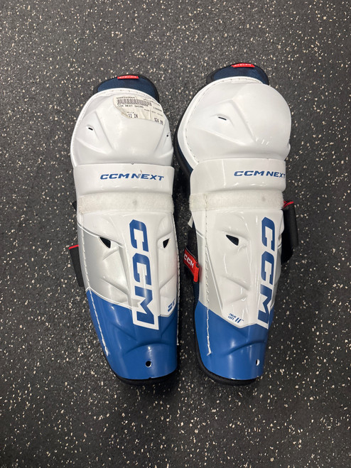 Vist Large View of Product Image Which is Used CCM NEXT SHINS Intermediate Shin Guards White 11"