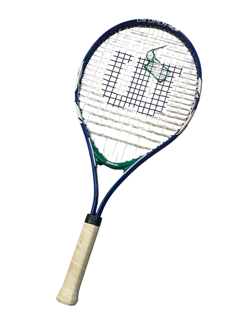 Vist Large View of Product Image Which is Used Wilson US OPEN Adult Tennis Racquet Royal Blue 4 1/8"