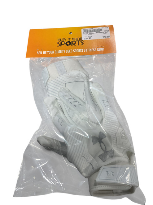 Vist Large View of Product Image Which is Used Under Armour UA FB Gloves White SM