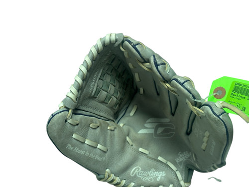 Vist Large View of Product Image Which is Used Rawlings Sure Catch SCSB12PU Leather Shell Fastpitch Softball Glove RH Throw Grey 12"