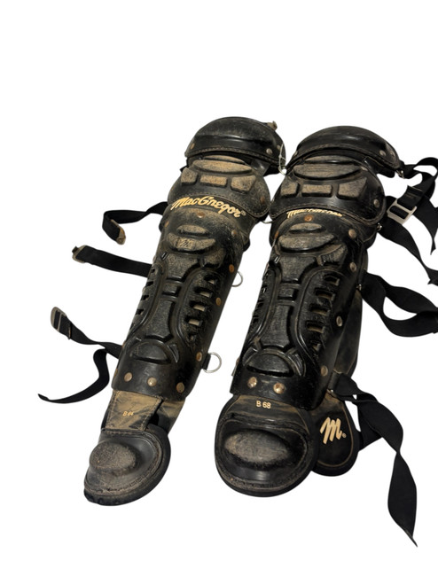 Vist Large View of Product Image Which is Used MacGregor B68 Youth Baseball Catchers Leg Guards Black