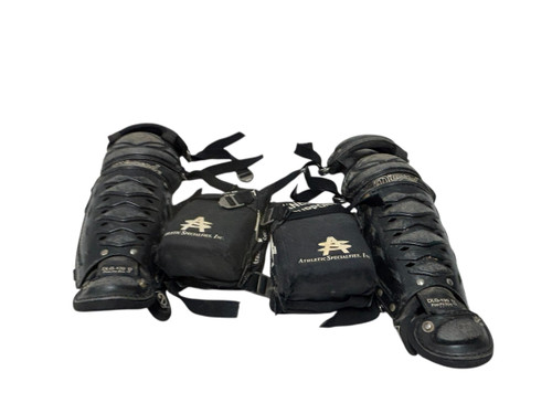 Vist Large View of Product Image Which is Used Diamond DLG-120 D Youth Baseball Catchers Leg Guards Black w/ Knee Supports