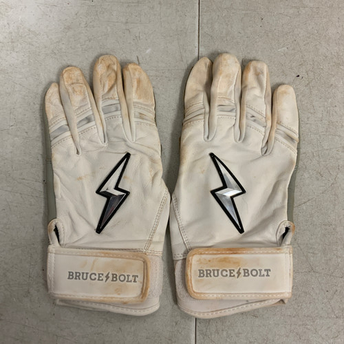 Vist Large View of Product Image Which is Used BRUCE BOLT CHROME SERIES BB/SB Batting Gloves White LG