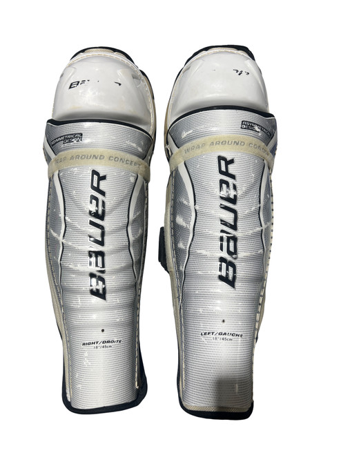 Vist Large View of Product Image Which is Used Bauer BAUER Senior Shin Guards White 18"