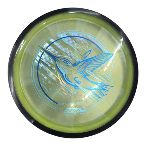 Vist Large View of Product Image Which is Used MVP 2024 SIMON LIZOTTE TS PROTON TESLA Disc Golf Driver Optic Yellow 177g