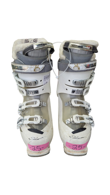 Vist Large View of Product Image Which is Used Salomon DIVINE 4 SKI BOOTS Womens DH Ski Boot White 250 MP - M07 - W08