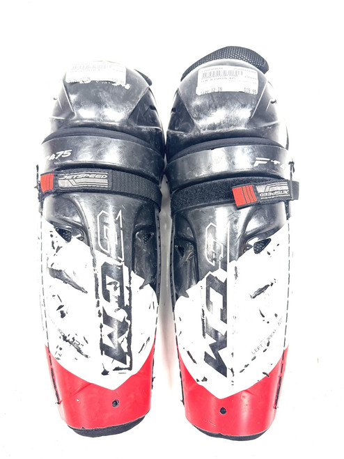 Vist Large View of Product Image Which is Used CCM JETSPEED 475 Junior Shin Guards Black 12"