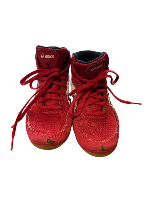 Vist Large View of Product Image Which is Used Asics Wrestling Shoes Red Youth 11.0