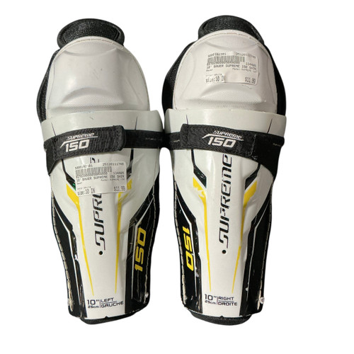 Vist Large View of Product Image Which is Used Bauer SUPREME 150 Junior Shin Guards White 10"