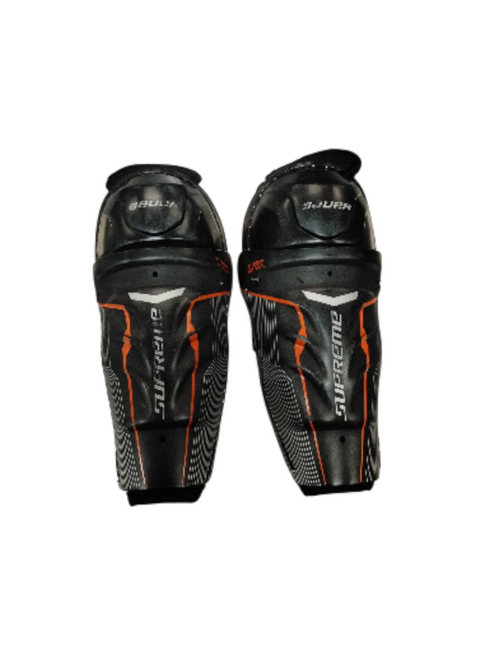 Vist Large View of Product Image Which is Used Bauer SUPREME Youth Shin Guards Black 8"
