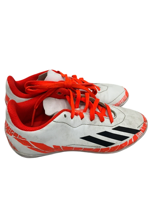 Vist Large View of Product Image Which is Used Adidas Speedportal Messi Jr 2 Soccer Indoor Shoes White And Orange 