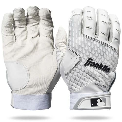 Vist Large View of Product Image Which is NEW FRANKLIN 2ND SKINZ BATTING GLOVES WHITE/BLACK YOUTH MEDIUM