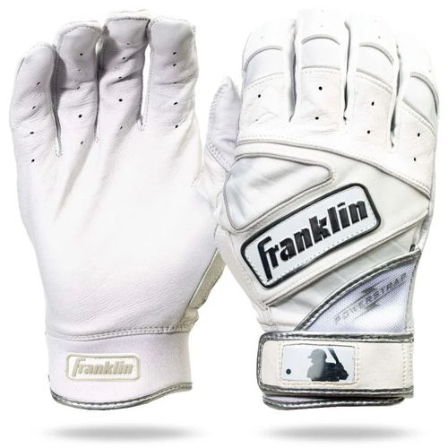 Vist Large View of Product Image Which is NEW FRANKLIN POWERSTRAP BATTING GLOVES WHITE/WHITE ADULT SMALL