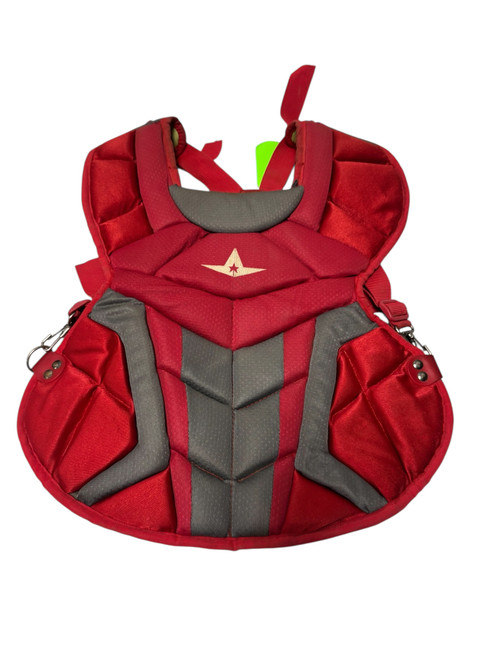 Vist Large View of Product Image Which is Used All-Star SYSTEM 7 CP912S7 Junior Baseball Catchers Chest Protector Red Age 9-12