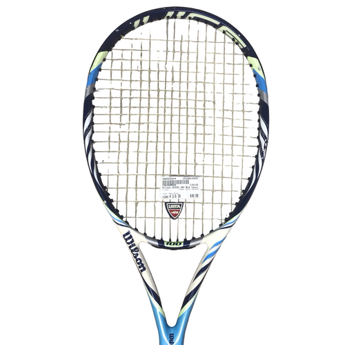 Vist Large View of Product Image Which is Used Wilson JUICE 100 BLX Adult Tennis Racquet Navy Blue 4 3/8"