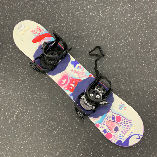 Vist Large View of Product Image Which is Used Burton CHICKLET Girls Snowboard combo White 115 cm