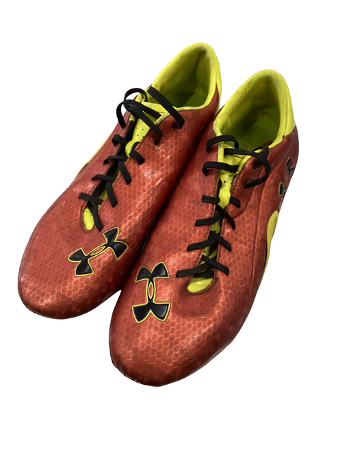 Vist Large View of Product Image Which is Used Under Armour BLUR Soccer Cleats Orange Senior 10
