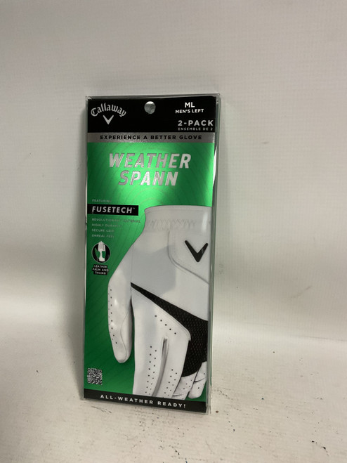 Vist Large View of Product Image Which is Used Callaway WEATHER SPANN 2PK Mens Golf Glove White M/L