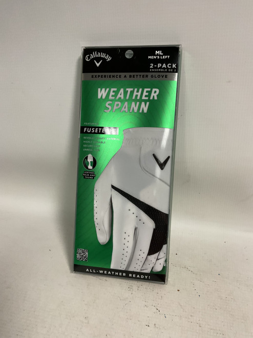 Vist Large View of Product Image Which is Used Callaway WEATHER SPANN 2PK Mens Golf Glove White M/L