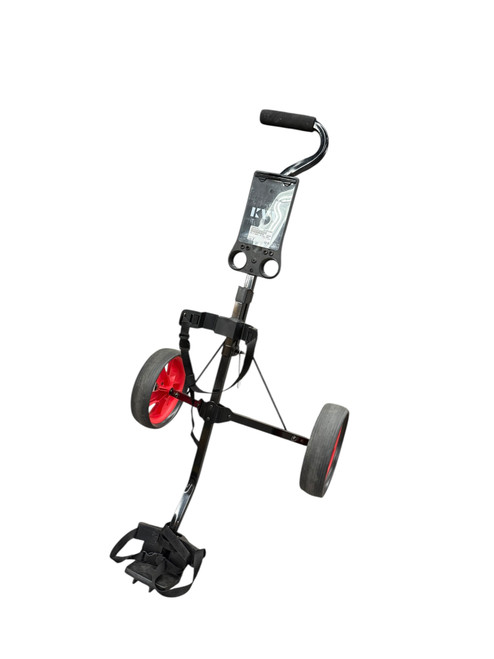 Vist Large View of Product Image Which is Used KVV Junior 2 Wheeled Golf Bag Cart - Black and Red