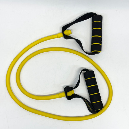 Vist Large View of Product Image Which is Used Golds Gym Resistance Tube Yellow Medium