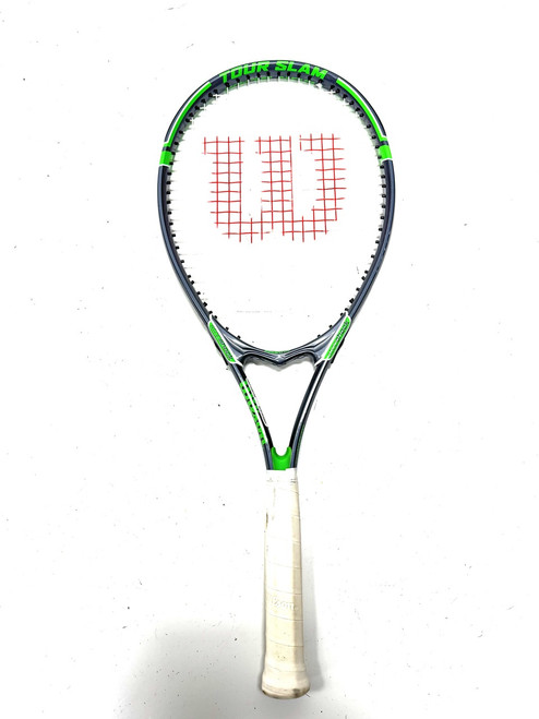 Vist Large View of Product Image Which is Used Wilson TOUR SLAM Adult Tennis Racquet Grey 3 3/8"